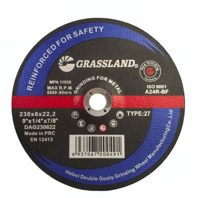 Discos de corte de metal abrasivo de resina GRASSLAND 9" para acero inoxidable 230 X 6 X 22.2 para amoladora angular