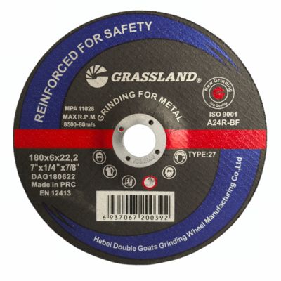 Discos de corte de metal abrasivo de resina GRASSLAND 7" para acero inoxidable 180 X 6 X 22.2 para amoladora angular