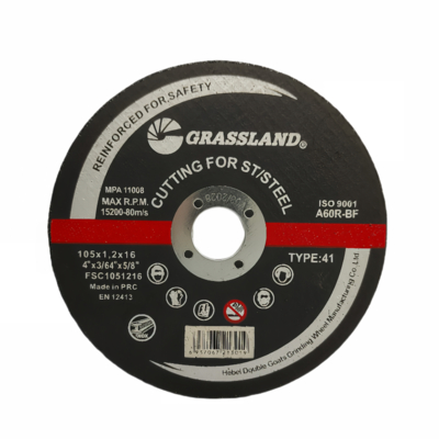 Discos de corte de acero inoxidable de 4" 105mm X1.2 mm X 16mm Grinder de ángulos con grano abrasivo de óxido de aluminio EN 12413